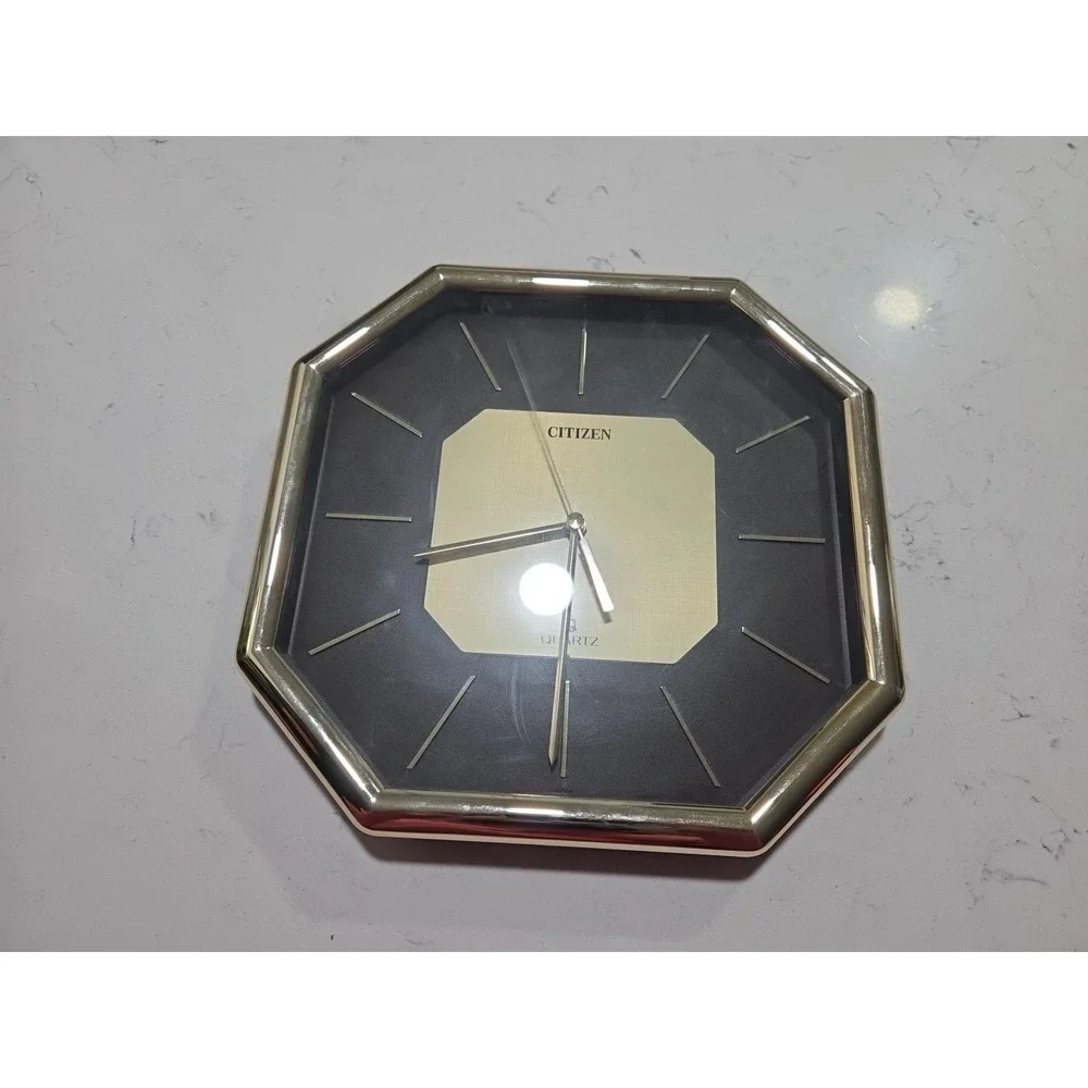 Vintage Citizen Quartz Wall Clock Octagon Gold‎ Made In Japan Tested Works!